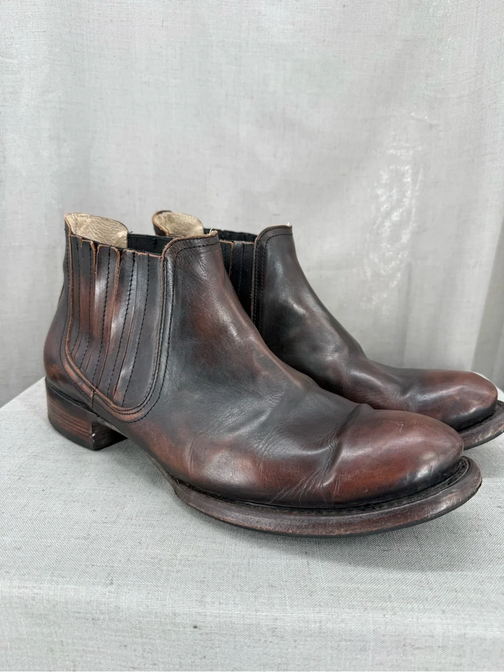 Freebird By Steven Fm-Argo Men's 13 Brown Leather Slip On Ankle Chelsea Boots